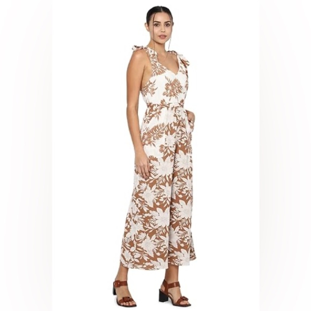 American Eagle Outfitters Brown and White Floral Jumpsuit